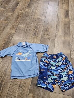 Swim Shorts Rash Guard Set 6 Boys Swim Trunks Uv Whales Ocean Theme